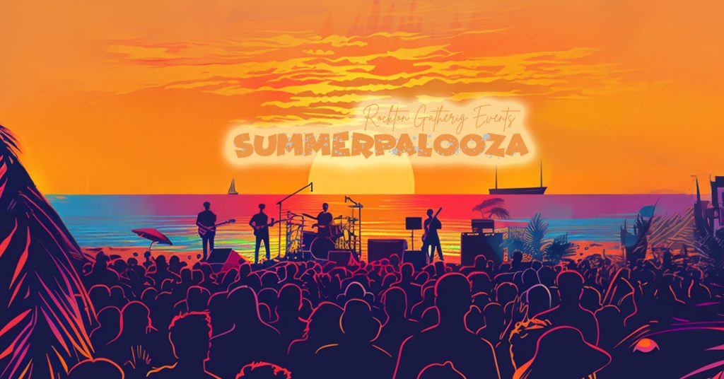 Summer fun at Summerpalooza - people dance by band on the river