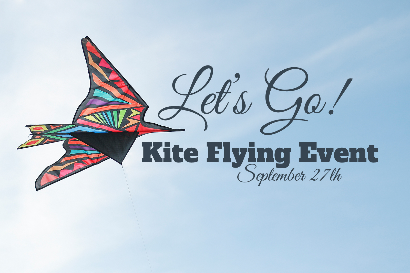 Kite in the sky with Let's Go Kite Flying Event September 27th